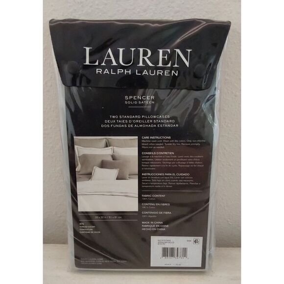 Ralph Lauren SPENCER SOLID SATEEN Green SAGE Cotton Two 2 Standard Pillowcases - Picture 7 of 9